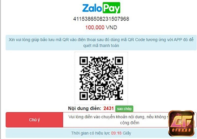 Nạp qua zalo pay ( Ảnh: internet)