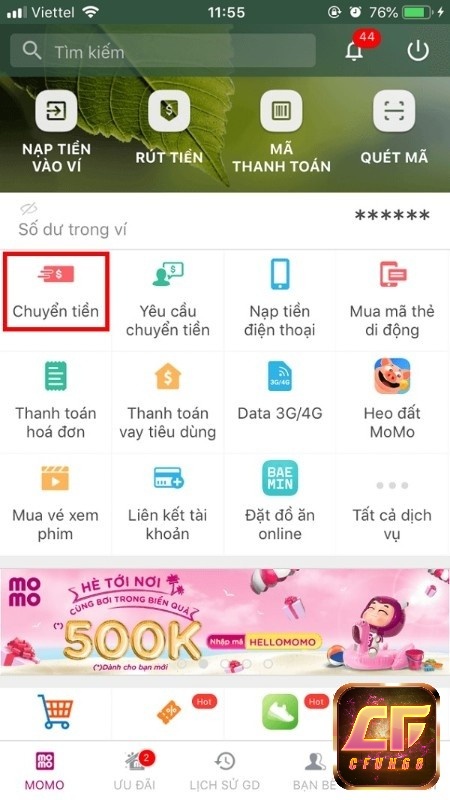 cách nạp tiền momo 5