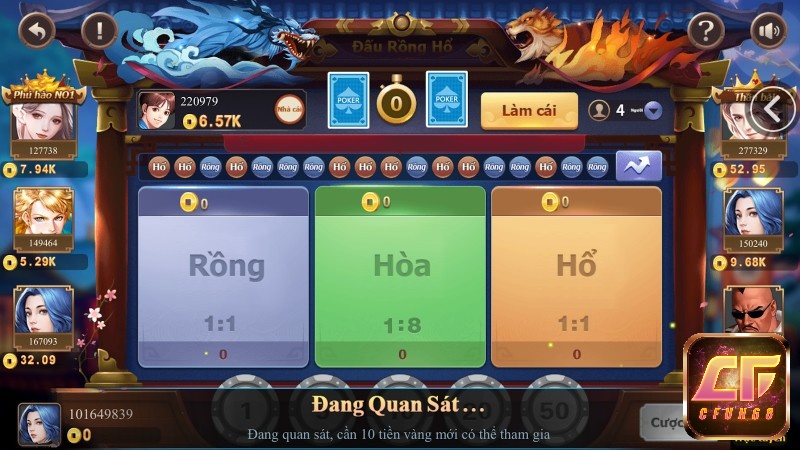 Cfun68 là cổng game rồng hổ online uy tín