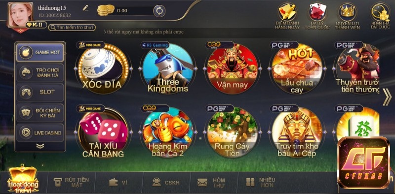 Top game đổi thưởng uy tín được yêu thích nhất ở nhà cung ứng game cfun68 