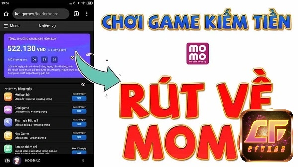 Sử dụng app kiếm tiền rút về momo