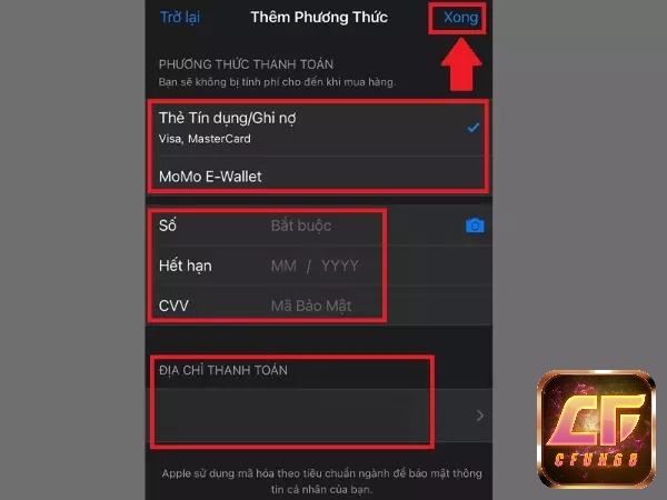 Tiến hành các bước thanh toán