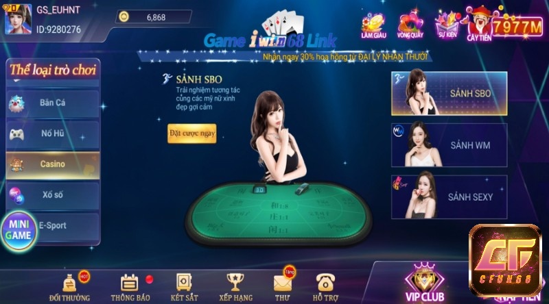 Giao diện Iwin club gameiwin.casino bắt mắt, dễ chơi