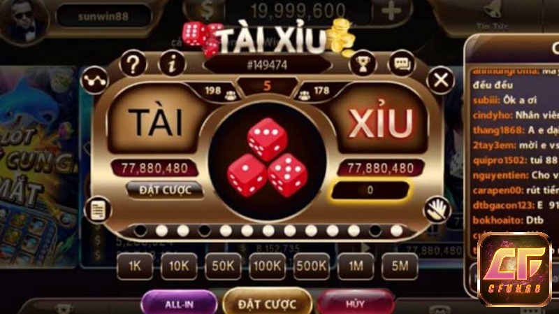 Tài xỉu là trò chơi nổi bật nhất cổng game Twin