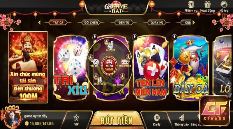 Các trò chơi đình đám tại web game 68 game bai