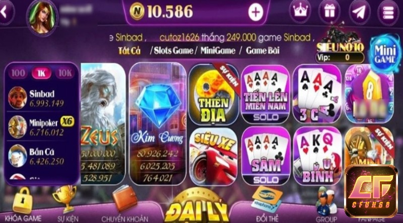 Sức hút đến từ hệ thống game đỉnh cao của Siêu nổ . vin