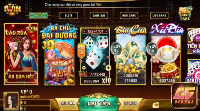 Thư viện trò chơi đa dạng tại IWIN Club ICu