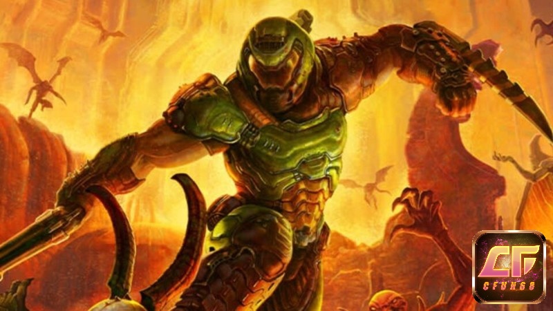 Chiến binh Doom Slayer trong DOOM Eternal tiêu diệt quái vật với những đòn kết liễu đầy uy lực